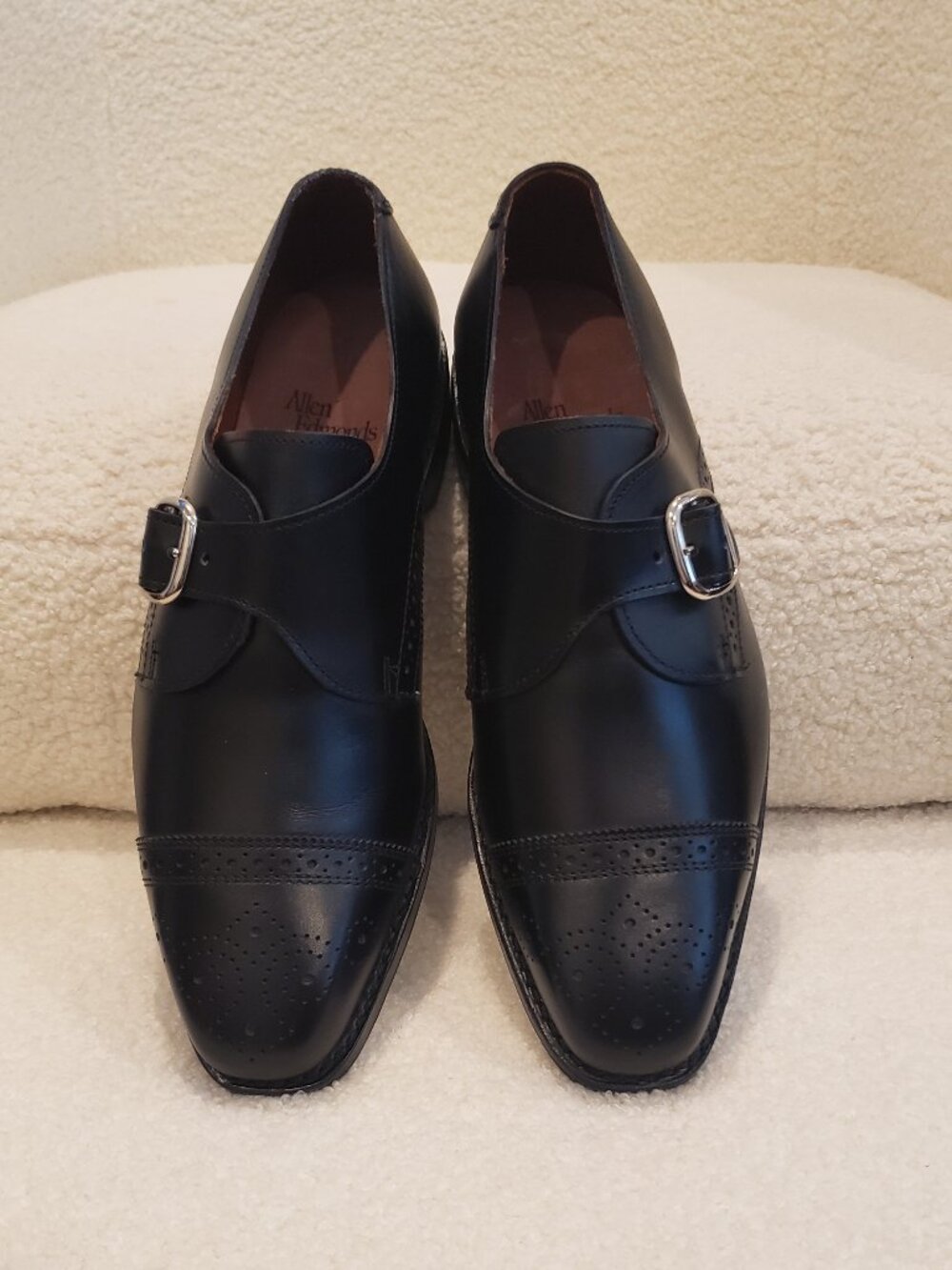 Allen Edmonds Franciscan Black Leather Monk Strap Dress Shoes Size 7 E